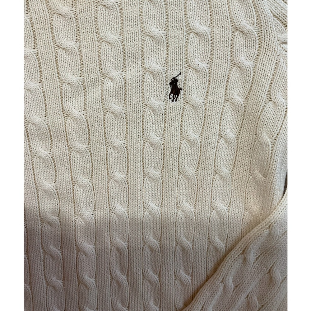 Ralph Lauren Sport Cable-Knit Cotton Crewneck Ivory Jumper Size Large old money - Picture 12 of 16